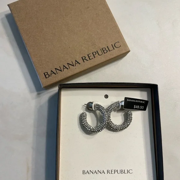 Banana Republic Sparkling Silver Crystal Earrings - Picture 2 of 5
